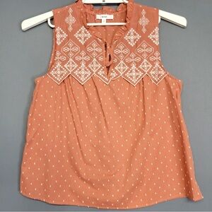 MINE Tank Top, Women’s Size L, Embroidered Sleeveless Boho Pullover, NWOT